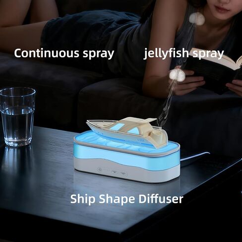 Colorful Ship Essential Oil Diffuser, Ship Shape Diffusers Mist Humidifier, Aroma Diffuser with Jellyfish Shaped Spray Timing Auto-Off 150ml in Kuwait