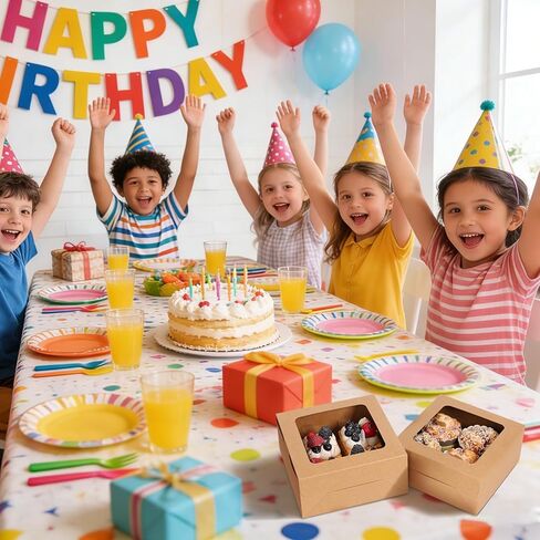 TOMNK 50 PCS Cupcake Boxes with Window, 6.3x6.3x3 Inch Cookie Boxes, Brown Bakery Containers for Pastry, Dessert, Chocolate Strawberries, Treat Boxes with Stickers and Jute Twine in Kuwait