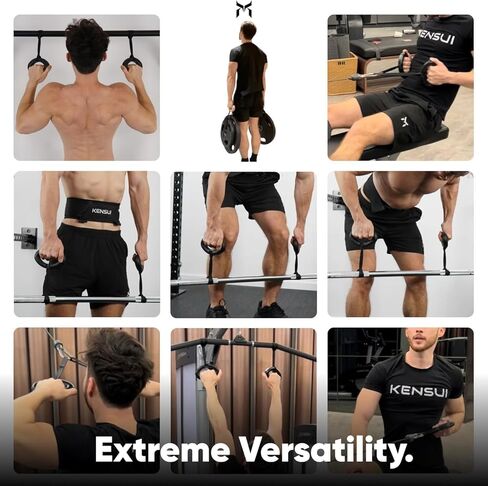 KENSUI 360° Grips MAX - مقابض خشبية دوارة ممتازة - نظام حزام قابل للتعديل لعمليات السحب والرفع الميت والصفوف - قبضة طبيعية لتخفيف آلام المعصم والكتف - خشب البتولا الرقائقي شديد التحمل (زوج) in Kuwait