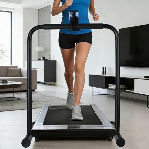 24.4 Inch Wide Handle Bar for Walking Pad Only with Phone Holder - Universal Fit, Stable & Non-Slip Handrail for Indoor Home Gym Workouts (Adjustable Height from 30.7 to 39.37 Inch) in Kuwait