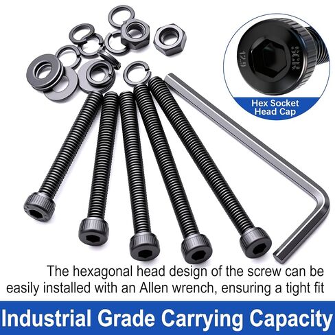 طقم براغي Taiss 220 قطعة M4 M4 × 30/35/40/45/50 مم، براغي مترية لغطاء رأس مقبس سداسي أسود، مجموعة متنوعة من غسالات البراغي والصواميل، مسامير فولاذية من سبائك 12.9 درجة للطابعة ثلاثية الأبعاد in Kuwait
