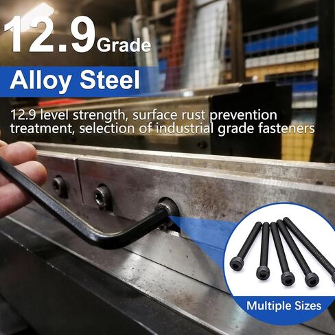 طقم براغي Taiss 220 قطعة M4 M4 × 30/35/40/45/50 مم، براغي مترية لغطاء رأس مقبس سداسي أسود، مجموعة متنوعة من غسالات البراغي والصواميل، مسامير فولاذية من سبائك 12.9 درجة للطابعة ثلاثية الأبعاد in Kuwait
