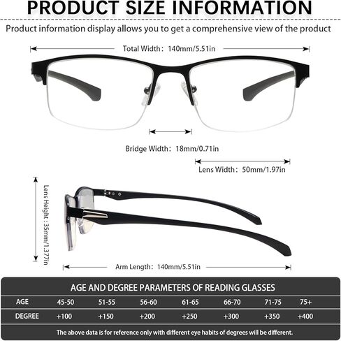 CLASAGA Progressive Multifocus Reading Glasses for Men,Lightweight Metal Half Frame Blue Light Blocking Computer Readers in Saudi Arabia