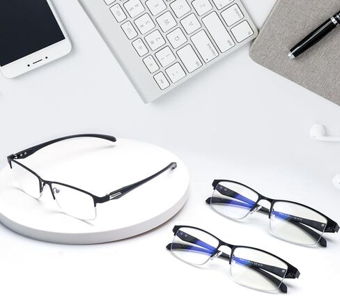 CLASAGA Progressive Multifocus Reading Glasses for Men,Lightweight Metal Half Frame Blue Light Blocking Computer Readers in Saudi Arabia