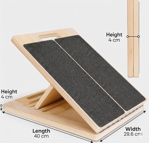 Slant Board for Calf Stretching, Slant Boards for Exercise, Wooden Incline Wedge Stretcher for Squats, Portable Rehab Stretching Board for Strength Training, Flexibility & Recovery in Saudi Arabia