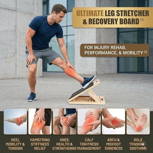 Slant Board for Calf Stretching, Slant Boards for Exercise, Wooden Incline Wedge Stretcher for Squats, Portable Rehab Stretching Board for Strength Training, Flexibility & Recovery in Saudi Arabia