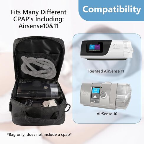 حقيبة سفر، حقيبة حمل للسفر متوافقة مع Airsense 10، Airsense 11، ResMed Air Mini، Dreamstation Machine وحقيبة تنظيم تخزين الملحقات (حقيبة فقط) (أسود) in Kuwait