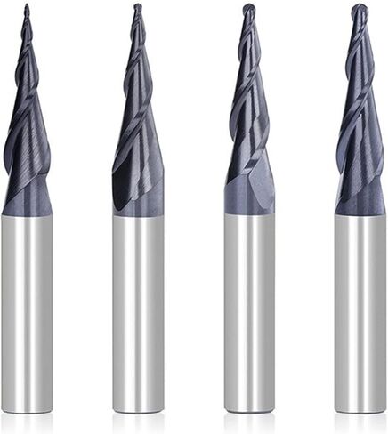 مطحنة نهاية الكرة الأنفية R0.25-R1.0 2 الناي مدبب الكرة نهاية مطحنة 1/4 "أداة طحن كربيد عرقوب قاطعة الطحن الحلزونية ماكينة CNC قاطعة الطحن (R0.75x20x6.35x50) in Kuwait