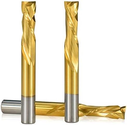 2 الناي حتى أسفل دوامة نهاية مطحنة CNC راوتر بت 3.175/4/6/8/10 مللي متر عرقوب التيتانيوم المغلفة كربيد نهاية مطحنة لنحت الخشب النقش طحن in Kuwait