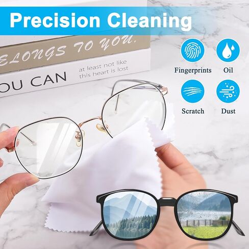 Lainballow 150 Pcs Microfiber Cleaning Cloths, Glasses Cleaner Cloths, Eyeglass Cloth,Lens Cleaning Cloth,Premium Sublimation Glasses Wipes for Phones Lenses Screens Electronics Silverware (5.5"x5.5") in Saudi Arabia