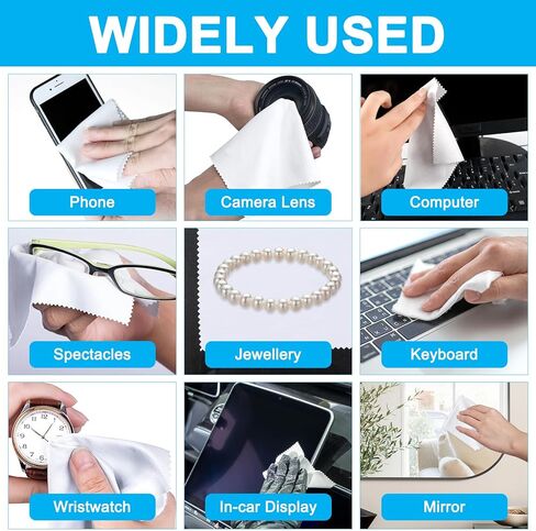 Lainballow 150 Pcs Microfiber Cleaning Cloths, Glasses Cleaner Cloths, Eyeglass Cloth,Lens Cleaning Cloth,Premium Sublimation Glasses Wipes for Phones Lenses Screens Electronics Silverware (5.5"x5.5") in Saudi Arabia
