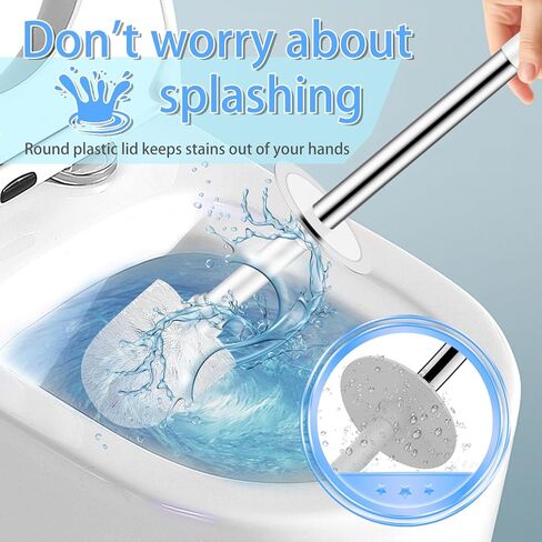 Toilet Brush and Holder Set, Compact Toilet Bowl Brush with Stainless Steel Handle, Hard Bristles, Drip-Proof, Easy to Assemble, Deep Cleaning White in Saudi Arabia