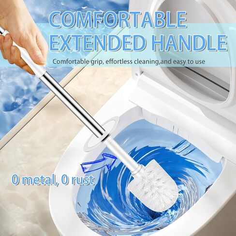 Toilet Brush and Holder Set, Compact Toilet Bowl Brush with Stainless Steel Handle, Hard Bristles, Drip-Proof, Easy to Assemble, Deep Cleaning White in Saudi Arabia
