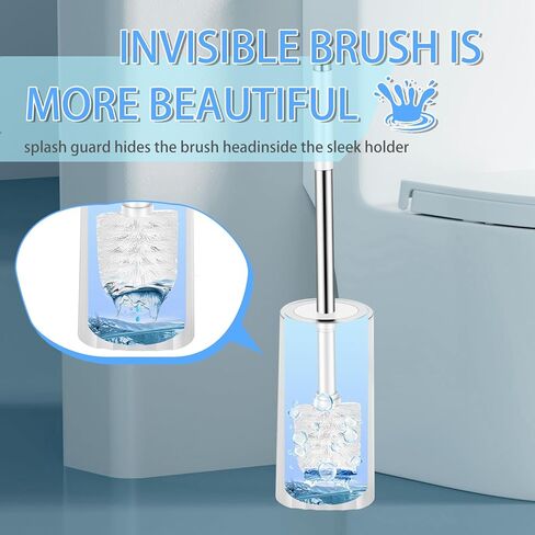 Toilet Brush and Holder Set, Compact Toilet Bowl Brush with Stainless Steel Handle, Hard Bristles, Drip-Proof, Easy to Assemble, Deep Cleaning White in Saudi Arabia