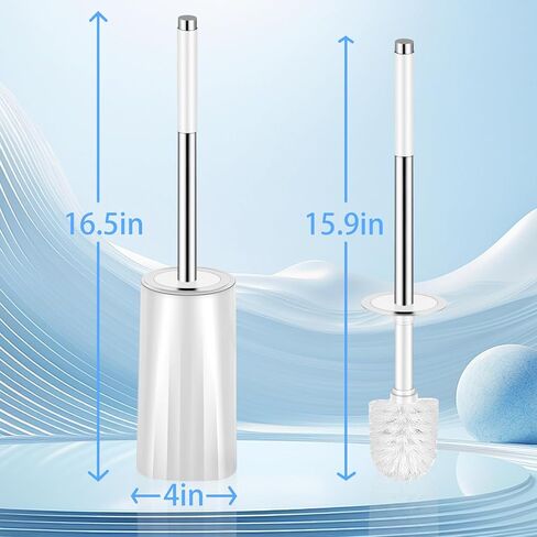Toilet Brush and Holder Set, Compact Toilet Bowl Brush with Stainless Steel Handle, Hard Bristles, Drip-Proof, Easy to Assemble, Deep Cleaning White in Saudi Arabia