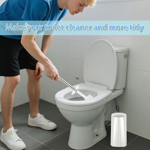 Toilet Brush and Holder Set, Compact Toilet Bowl Brush with Stainless Steel Handle, Hard Bristles, Drip-Proof, Easy to Assemble, Deep Cleaning White in Saudi Arabia