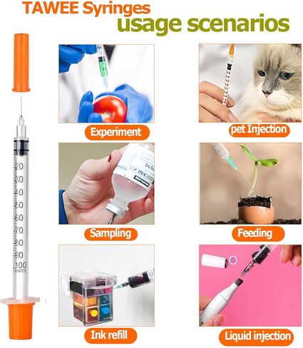 محاقن TAWEE 1CC بإبرة 30G 5/16 بوصة (طول 8 مم)، حقنة عينة للاستعمال مرة واحدة U-100 مع طرف إبرة مقطوعة ثلاثية المشطوف 1 مل حقنة مختبر 14 حزمة in Saudi Arabia