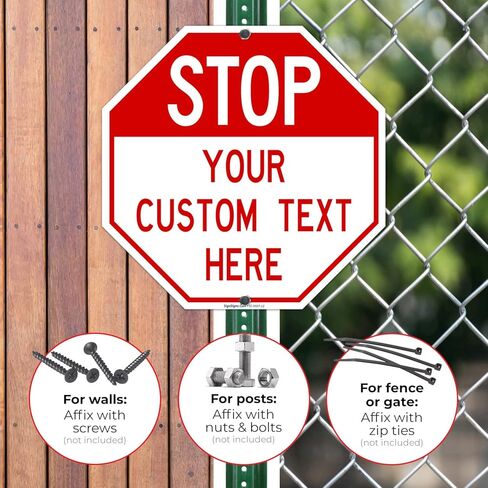 Custom Stop Signs, Personalise for Business, Garage and Outdoor Parking Sign, 12x12 Inches, Rust Free .040 Aluminum, Fade Resistant, Made in USA in Saudi Arabia