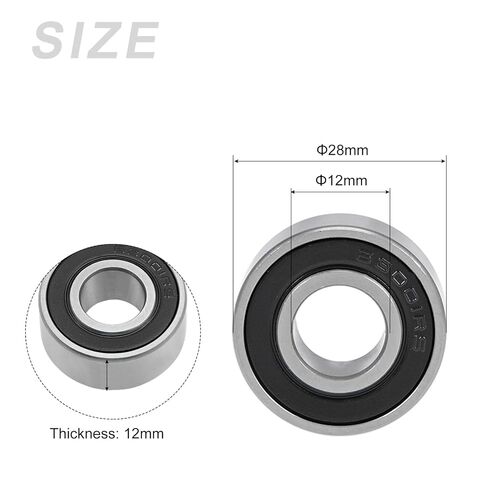 محامل كروية ذات أخدود عميق من METALLIXITY (63001-2RS، 12 مم × 28 مم × 12 مم) قطعة واحدة، محامل صناعية مزدوجة الغلق من الفولاذ الكروم - للمحرك الصناعي الصغير in Kuwait