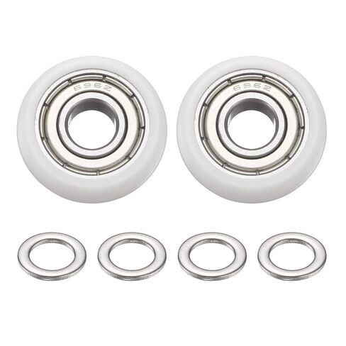 PATIKIL 8x35x9mm Ball Bearing Guide Pulley Roller Kit, 4Pcs Nylon Round Wheel Double Metal Sealed Roller Idler Bearing Pulley with 8Pcs Gaskets for Door Furniture Gym Accessories, White in Saudi Arabia