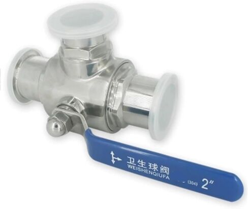 1PCS Ф63mm 304 Stainless Steel Ball Valve 3-Position Three-Way Card Sleeve Type(L Type) in Kuwait