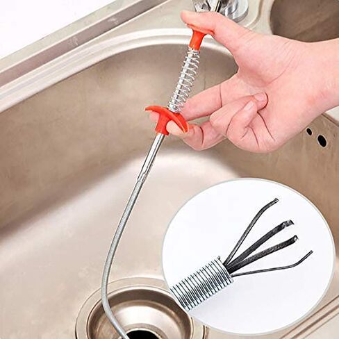Sewer Anti-Blocking Garbage Clip Lengthening Four-jaw Picking Artifact Household Garbage Clip Pipe Foreign Body Dredging Spring Tube Dredge Tool Cleaning Tool, 160CM in Saudi Arabia