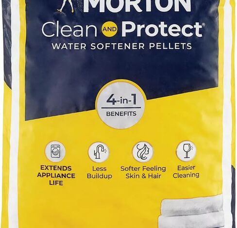 حبيبات ملح منقي المياه للتنظيف والحماية من مورتون، كيس 40 رطل (2)، أبيض in Kuwait