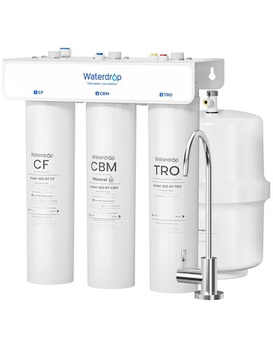 Waterdrop T3-T 220 GPD، نظام التناضح العكسي لإعادة التمعدن 7 مراحل، 2:1 نقي للتصريف، نظام تنقية مياه معتمد NSF/ANSI 372، فلتر مياه RO تحت الحوض مع خزان مياه، لا حاجة إلى طاقة in Kuwait