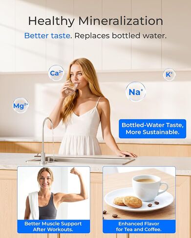 Waterdrop T3-T 220 GPD، نظام التناضح العكسي لإعادة التمعدن 7 مراحل، 2:1 نقي للتصريف، نظام تنقية مياه معتمد NSF/ANSI 372، فلتر مياه RO تحت الحوض مع خزان مياه، لا حاجة إلى طاقة in Kuwait