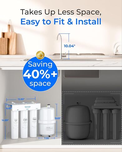 Waterdrop T3-T 220 GPD، نظام التناضح العكسي لإعادة التمعدن 7 مراحل، 2:1 نقي للتصريف، نظام تنقية مياه معتمد NSF/ANSI 372، فلتر مياه RO تحت الحوض مع خزان مياه، لا حاجة إلى طاقة in Kuwait