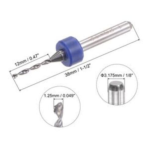 #US 1/8" Shank 1.25mm Tungsten CNC Engraving Micro PCB Drill Bits 10Pcs in Saudi Arabia