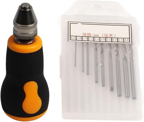 Hand Drill Manual, Mini Craft Drill Set Manual Drill Tool, With 10 PCS Twist Drill Bits 0.8 to 3.0mm, Micro Drill Bit Set for Art Craft Collection in Saudi Arabia