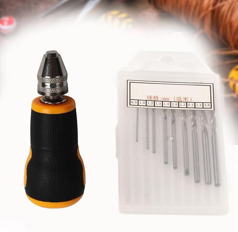 Hand Drill Manual, Mini Craft Drill Set Manual Drill Tool, With 10 PCS Twist Drill Bits 0.8 to 3.0mm, Micro Drill Bit Set for Art Craft Collection in Saudi Arabia