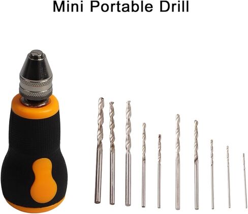 Hand Drill Manual, Mini Craft Drill Set Manual Drill Tool, With 10 PCS Twist Drill Bits 0.8 to 3.0mm, Micro Drill Bit Set for Art Craft Collection in Saudi Arabia