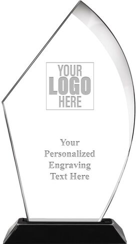 Crown Awards 7" Add Your Own Logo Corporate Award, Custom Logo Voyage Acrylic Trophy Includes Free Custom Art Design and Personalized Engraving Text in Kuwait