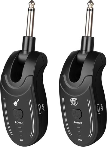 Depusheng Wireless Guitar Transmitter Receiver - 2.4GHz System, 100ft Range, No Latency, Rechargeable for Electric Guitar & Bass - Clean Wireless Audio for BASS GUITARS (2TX+1RX) in Saudi Arabia