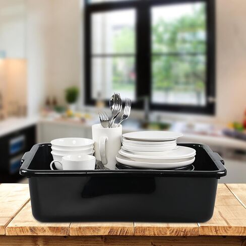 22 L Plastic Commercial Bus Tote Box, 4 Pack Large Food Service Bus Tub, Black Utility Bus Box in Saudi Arabia