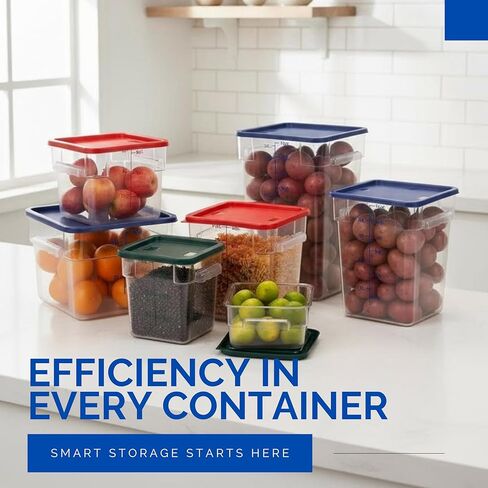 FSE 373-FC22C Food Container, 22 Qt Square Clear Storage Container with Measurement Markings, Stackable Space-Saving Design, Durable Construction, NSF, Lid Sold Separately in Saudi Arabia