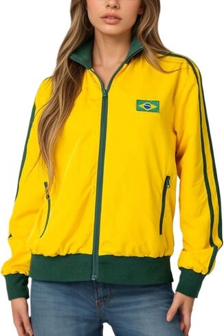 VCM Brazil Shirt Zip Up Sweatshirts Jackets Brazil Graphic Long Sleeve Casual Loose Aesthetic Trendy Outwear with Pockets in Saudi Arabia