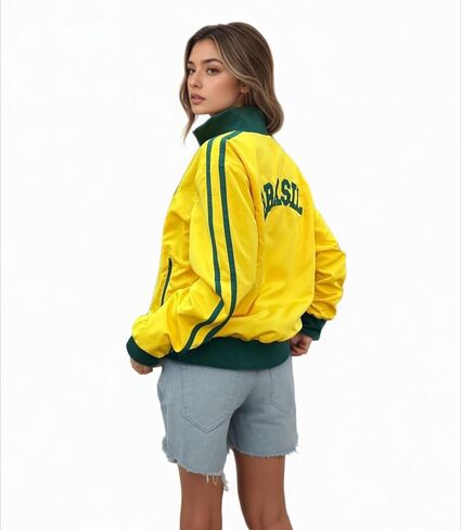 VCM Brazil Shirt Zip Up Sweatshirts Jackets Brazil Graphic Long Sleeve Casual Loose Aesthetic Trendy Outwear with Pockets in Saudi Arabia