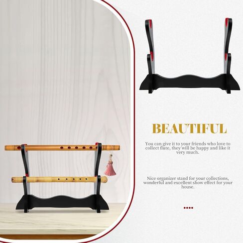حامل عرض الفلوت المكتبي من SUPVOX، حامل منظم الفلوت الخشبي بطبقتين، حامل السيوف، رف تخزين لملحقات الآلات الموسيقية على الطاولة in Kuwait