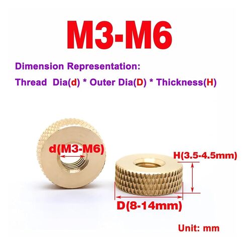 Knurled Hand Nut/Copper Round Nut Adjusting Anilox Nut M3-M6(3pcs M5X12X4.5) in Saudi Arabia