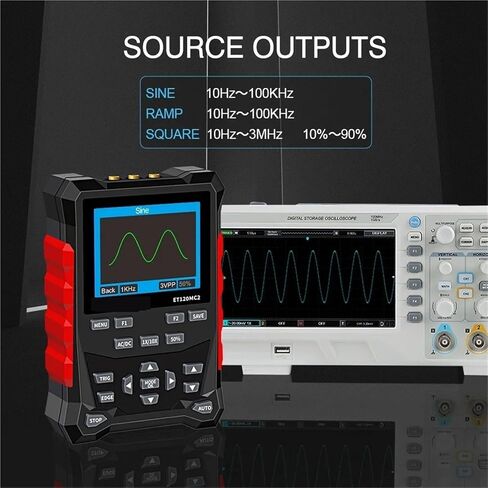 2CH Handheld Digital Oscilloscope 120MHz 500MSa/S Signal Generator Multiple Waveform Output Car Diagnostic Tools(ET120MC2) in Saudi Arabia