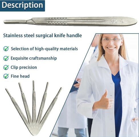 2 Pack Stainless Steel Scalpel Handle # 4, Scalpel Knife Holder Fits Blades No. 20, 21, 22, 23, 24 and 25 Perfect for Student Educational-Use Daily Use DIY Crafts Repair Equipment in Kuwait
