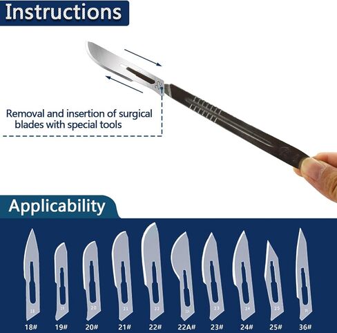 2 Pack Stainless Steel Scalpel Handle # 4, Scalpel Knife Holder Fits Blades No. 20, 21, 22, 23, 24 and 25 Perfect for Student Educational-Use Daily Use DIY Crafts Repair Equipment in Kuwait