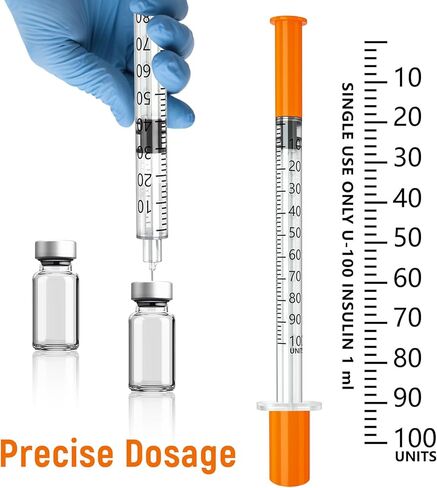 Jeringas, 31G 1ml/cc 1/2" (12.7mm) jeringas de insulina, Pack of 100. in Saudi Arabia