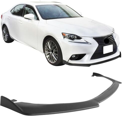 IKON MOTORSPORTS، الشفة الأمامية الممتصة للصدمات متوافقة مع 2014-2016 Lexus is Base، الشفة الأمامية السوداء اللامعة تحت Air Chin Bodykit Spoiler Add On، 2015 in Saudi Arabia