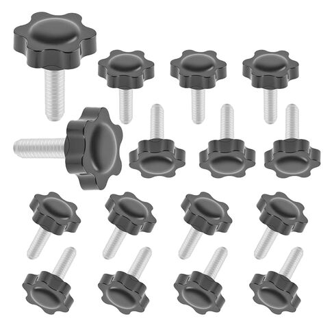 M6x20mm - 1.0 Threads Black Star Knobs, 16 PCS Threaded Knurled Thumb Nuts for Mechanical Instrument Replacing Umbrella Base in Saudi Arabia