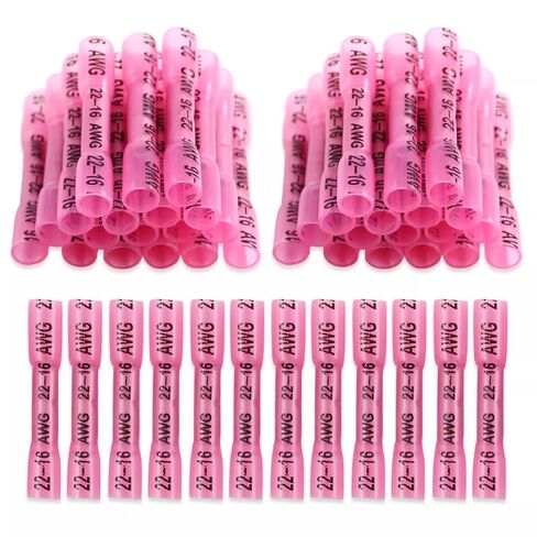 200Pcs 22-16 AWG Red Marine Grade Heat Shrink Butt Connectors – Waterproof Wire Splice Connectors – Tinned Copper, Adhesive Lined, Strong Crimps Butt Splice 22-16 in Saudi Arabia