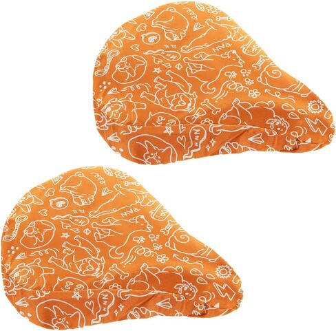 WIRESTER 2Pcs Waterproof Bicycle Seat Covers, Bike Seat Rain Cover for Multiple Bicycles, Durable Outdoor Washable Bike Seat Cushion Protector for Women Men - Orange Dog Doodles Pattern in Saudi Arabia